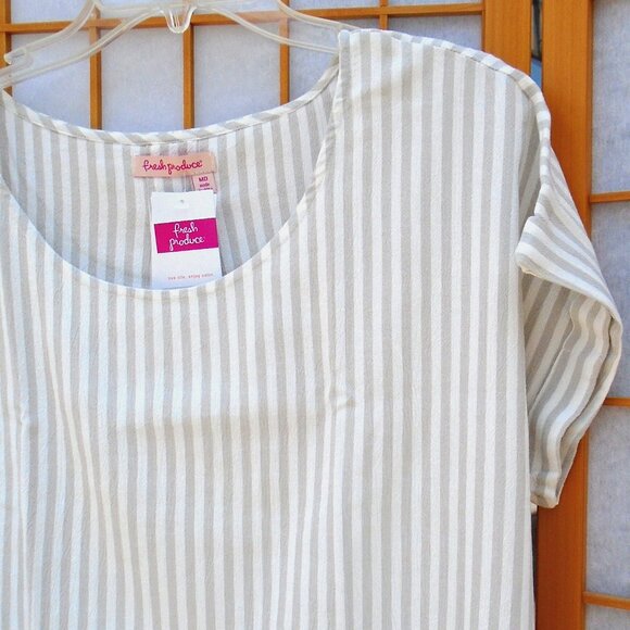 FRESH PRODUCE Avila Stripe Short Sleeve Top *OVERSIZED* Relaxed cotton blend - Picture 3 of 7